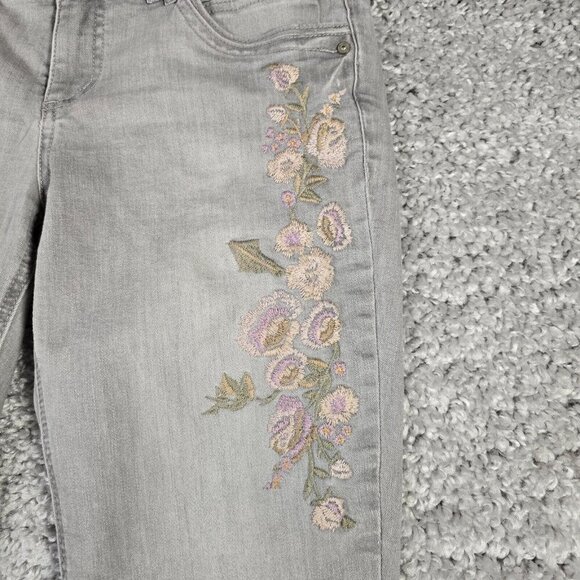 Democracy Women’s 6 Gray Ab Technology Skinny Jeans Stretch Raw Hem Embroidered - Picture 4 of 14